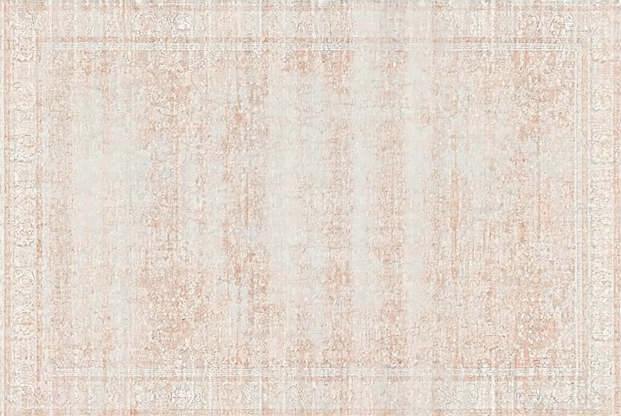 Bohemian peach floral area rug with minimalist design