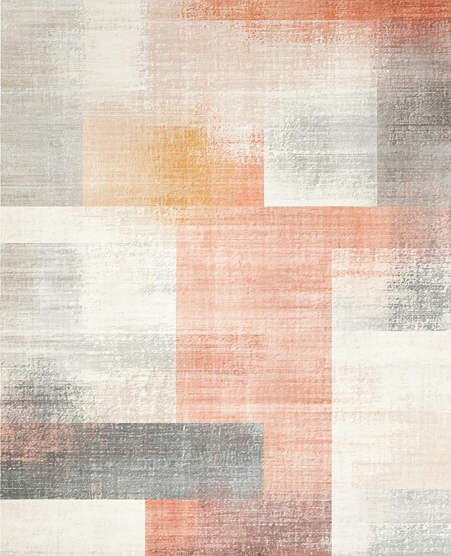 Peach cream abstract rug